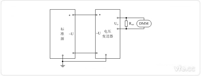 电压输出型电压变送器标准源法校准电压接线图 电压输出型电压变送器标准源法校准电压接线图