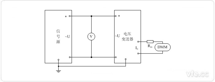 电流输出型电压变送器电压校准接线图 电流输出型电压变送器电压校准接线图