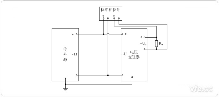 交流电压输出型电压变送器相位误差校准接线图 交流电压输出型电压变送器相位误差校准接线图