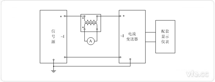 数字输出电流变送器校准接线图(电流互感器扩展标准表量程)